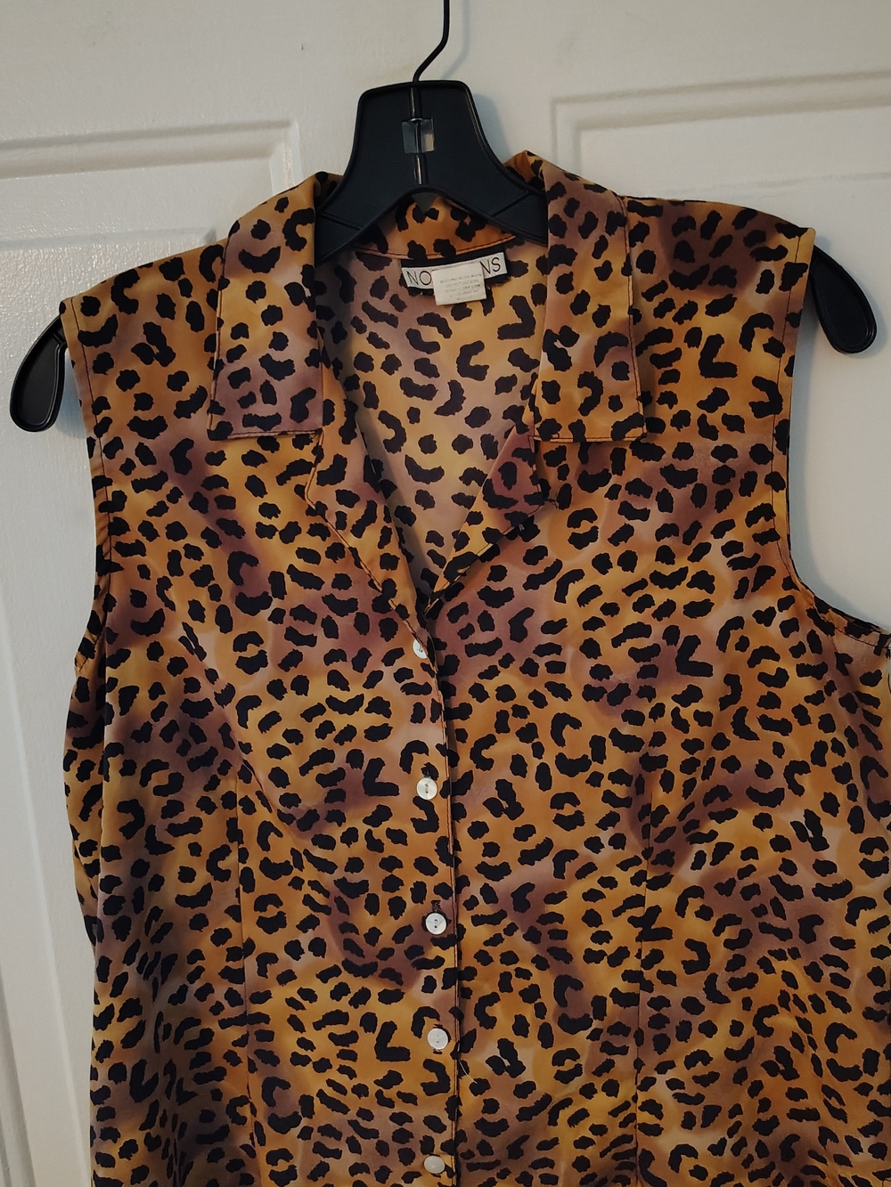Notations Leopard Print Sleeveless Blouse - Tan/Black/Brown